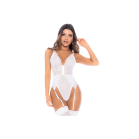 Body blanc avec jarretelles intégrées 
